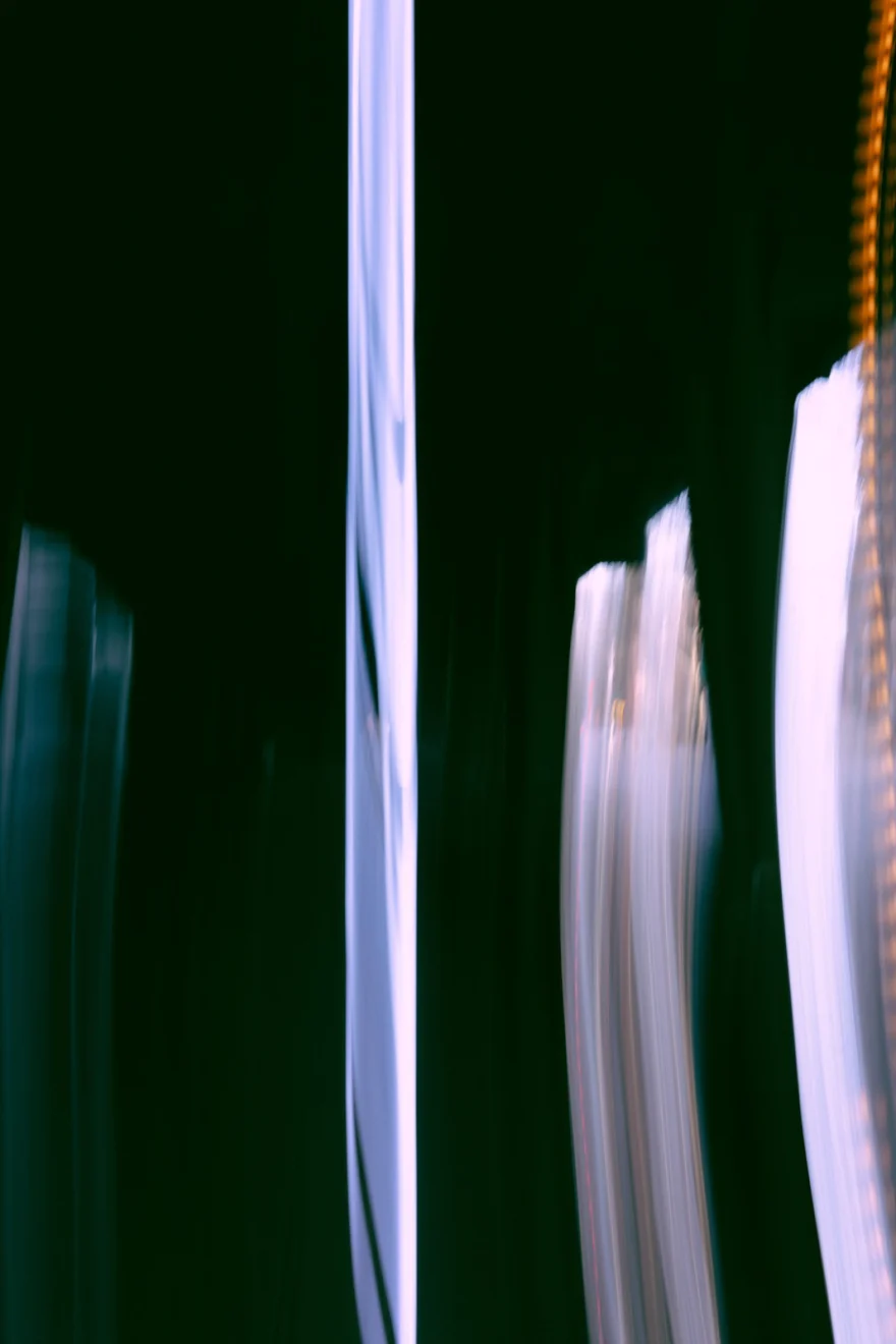 High contrast abstraction of illuminated New York towers against the night sky, personal project photographed by Ina Cenusa