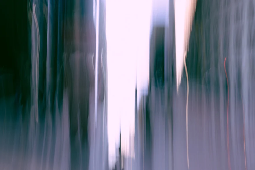 Vertical smear of Midtown skyscrapers in cold New York daylight, personal project photographed by Ina Cenusa