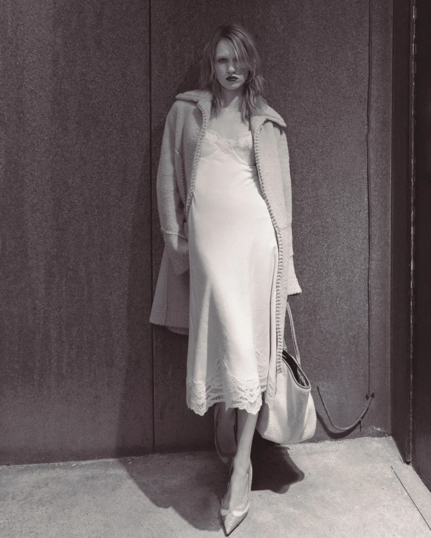 Evening portrait on a New York sidewalk, Ermanno Scervino campaign photographed by Ina Cenusa