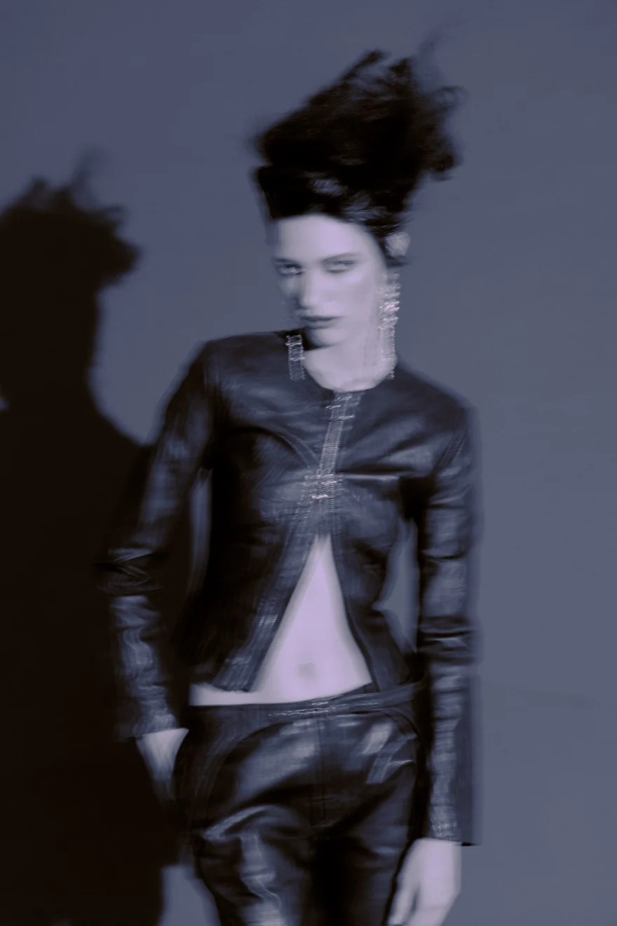 Metallic look blurred against a cold blue ground, SHOT Magazine editorial photographed by Ina Cenusa